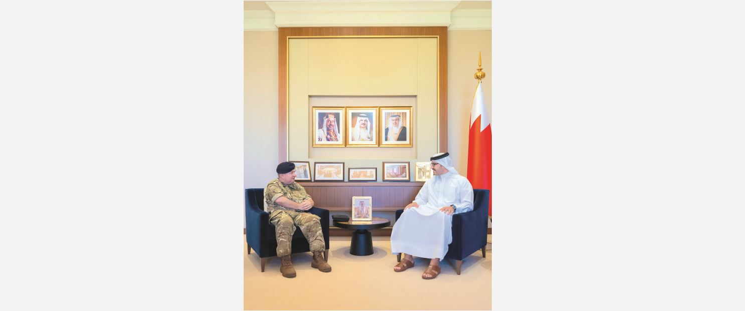 <p>Prime Minister&rsquo;s Court Minister Shaikh Isa bin Salman bin Hamad Al Khalifa receives the UK&rsquo;s Defence Senior Adviser to the Middle East and North Africa Admiral Edward Ahlgren at Gudaibiya Palace yesterday.</p>
<p>He praised strong historic ties binding the two friendly countries and mutual keenness to further enhance them mainly in the defence and military fields.</p>